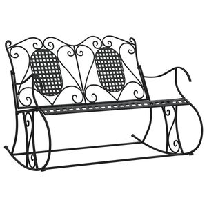 vidaXL Bancă balansoar cu 2 locuri, negru, 113 cm, oțel