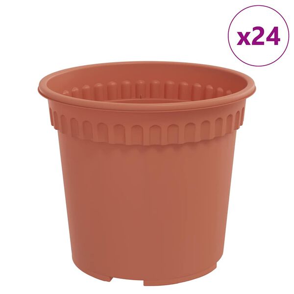 vidaXL Ghiveci rotund pentru flori 24 pcs Roșu cărămidă &Oslash; 15 x 12 cm