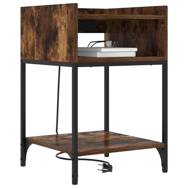 vidaXL Dulap de noapte Stejar fumuriu 40 x 40 x 61 cm Lemn compozit