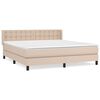 vidaXL Pat box spring cu saltea, cappuccino, 160x200cm piele ecologică