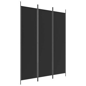 vidaXL Paravan de cameră cu 3 panouri, negru, 150x200 cm, textil