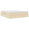vidaXL Pat cu saltea și spațiu de depozitare Crem 200 x 200 cm