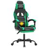 vidaXL Scaun de gaming pivotant/suport picioare negru/verde piele eco