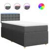 vidaXL Pat box spring cu saltea, gri &icirc;nchis, 80x200 cm, textil