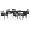 vidaXL Set de masă pentru grădină 7 buc. Negru Ratan PE