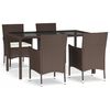 vidaXL Set mobilier de grădină, 5 piese, cu perne, maro, poliratan