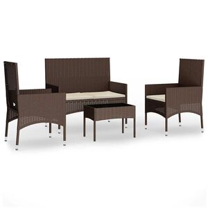 vidaXL Set mobilier de grădină cu perne, 4 piese, maro, poliratan