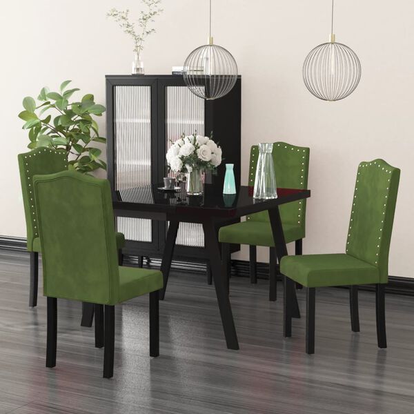 vidaXL Scaune de bucătărie, 4 buc., verde &icirc;nchis, catifea