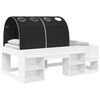 vidaXL Cadru de pat cu tunel cu raft 3 pcs Alb și negru Lemn compozit
