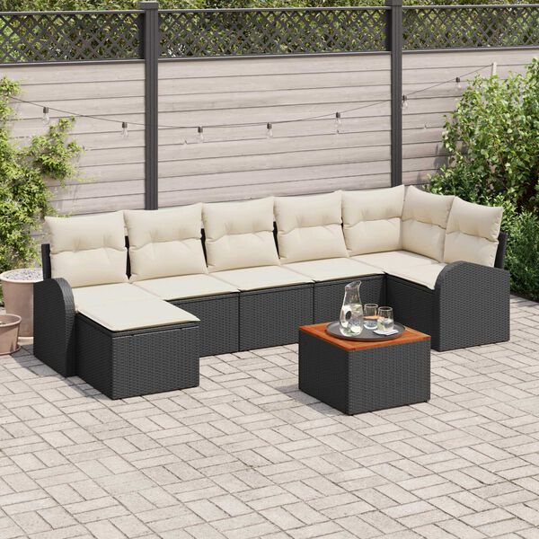 vidaXL Set de canapele pentru grădină 8 pcs Negru Rattan poli