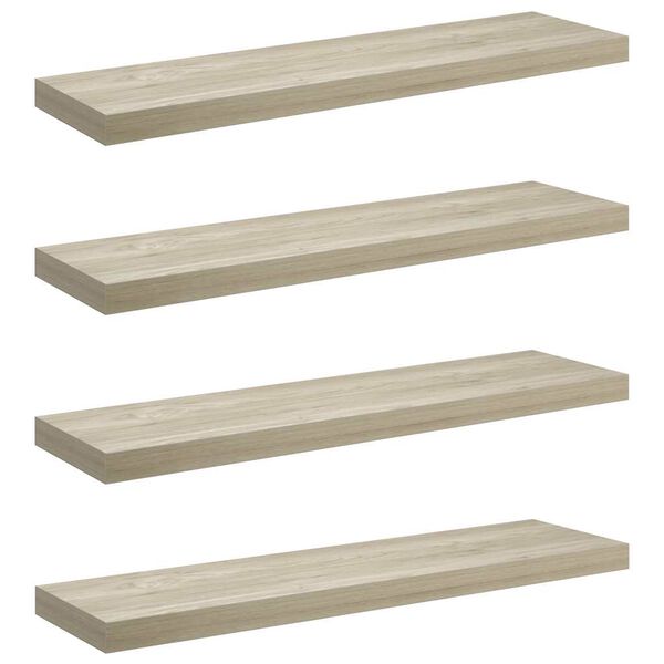 vidaXL Rafturi de perete suspendate 4 buc. stejar, 90x23,5x3,8 cm, MDF