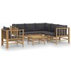 vidaXL Set mobilier de grădină cu perne gri &icirc;nchis, 7 piese, bambus
