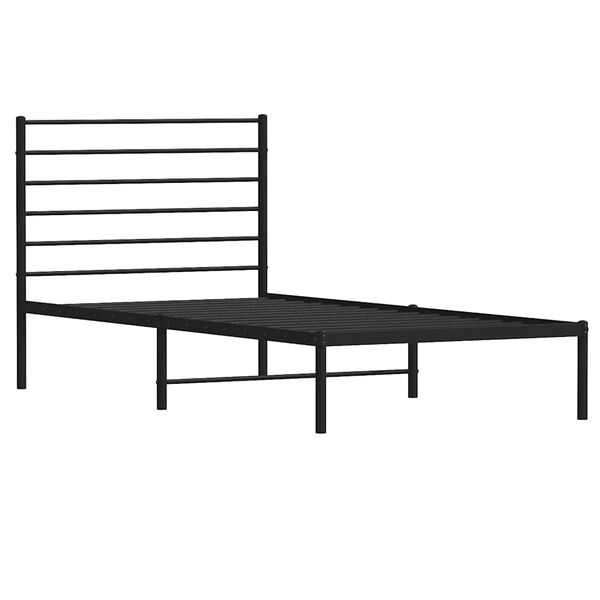 vidaXL Cadru de pat din metal cu tăblie, negru, 100x200 cm