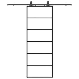 vidaXL Ușă glisantă cu set de feronerie neagră 76x205 cm Sticlă ESG