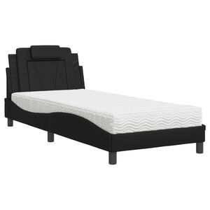 vidaXL Pat, Viana, cu saltea, negru, 80x200 cm, piele ecologică