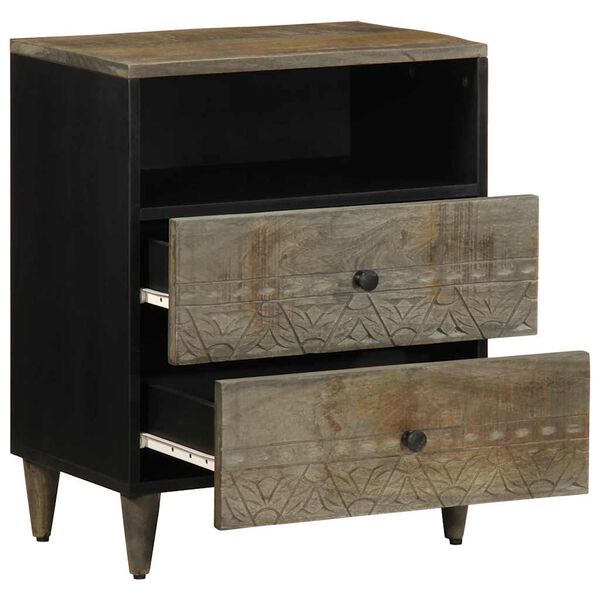 vidaXL Noptiera gri deschis 50x33x60 cm lemn masiv de mango