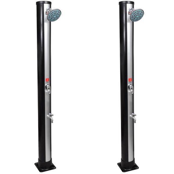 vidaXL Dușuri solare de exterior cu cap de duș și robinet, 2 buc., 35 L