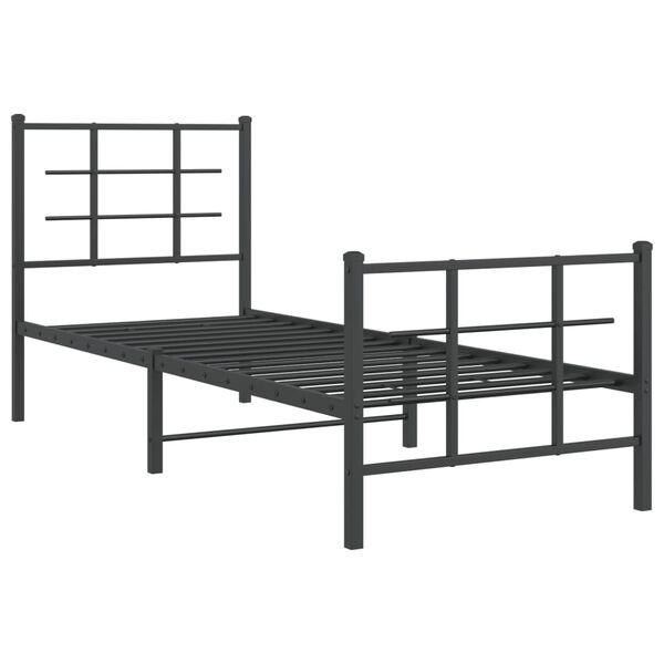 vidaXL Cadru pat metalic cu tăblii de cap/picioare, negru, 75x190 cm