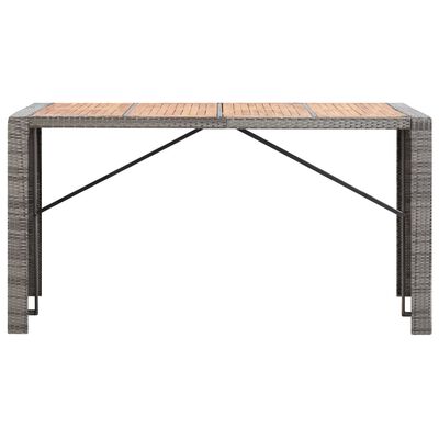 vidaXL Set mobilier bar exterior, 9 piese, gri, poliratan, lemn acacia