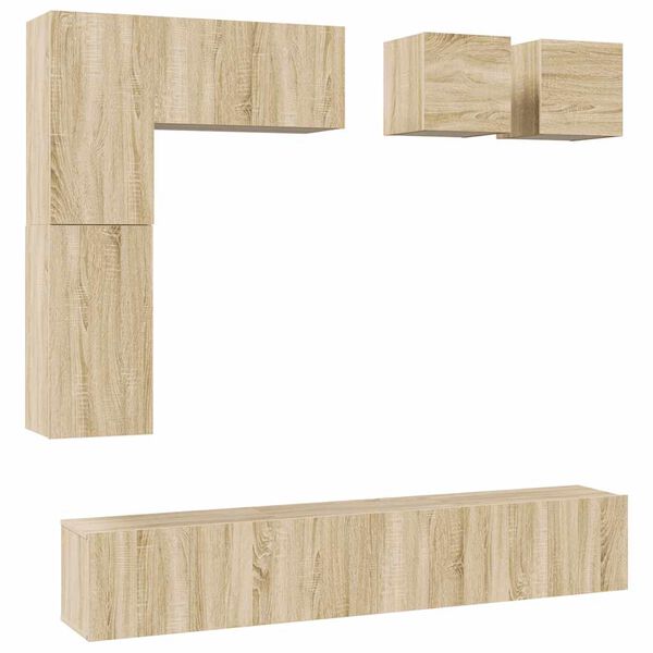 vidaXL Set dulapuri TV, 8 piese, stejar sonoma, lemn prelucrat