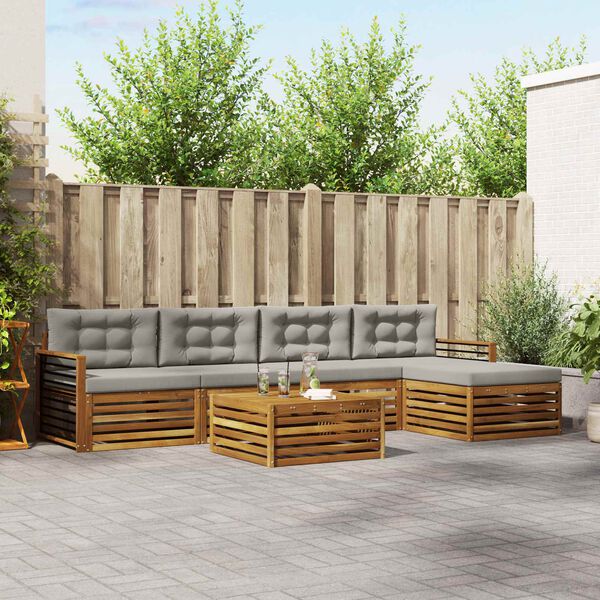 vidaXL Set de canapele de exterior 6 pcs Gri natural și deschis