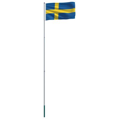 vidaXL Drapel Suedia și stâlp din aluminiu, 6 m