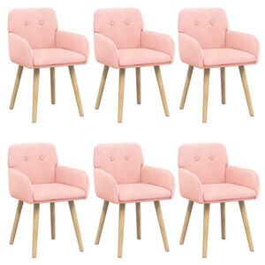 vidaXL Scaune de dining 6 buc. Boucl&eacute; Roz 59 x 57 x 85 cm