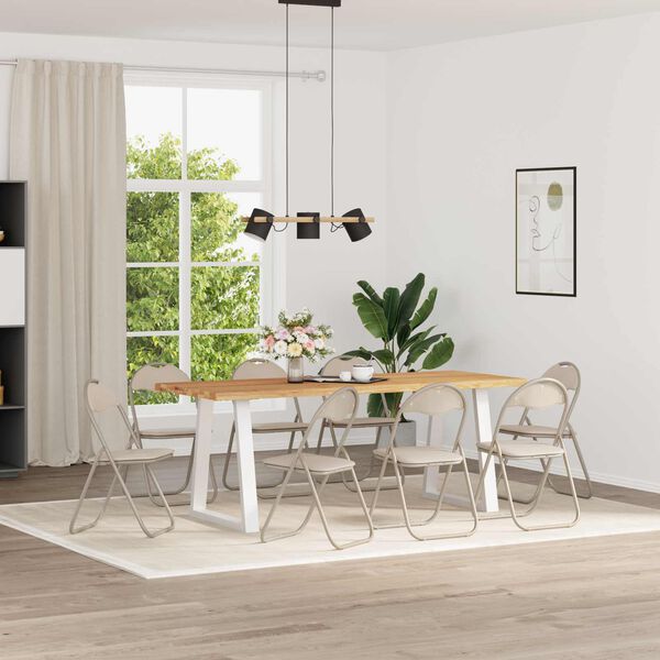 vidaXL Scaun pliant 8 pcs Nisipiu 48 x 43,5 x 81 cm Piele artificială