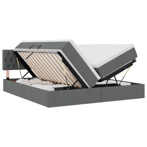 vidaXL Pat cu storage Gri &icirc;nchis 200 x 200 cm Piele artificială