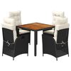vidaXL Set mobilier de grădină cu perne, 5 piese, negru, poliratan
