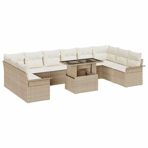 vidaXL Set de canapele pentru grădină cu pernă 11 pcs Bej Rattan poli