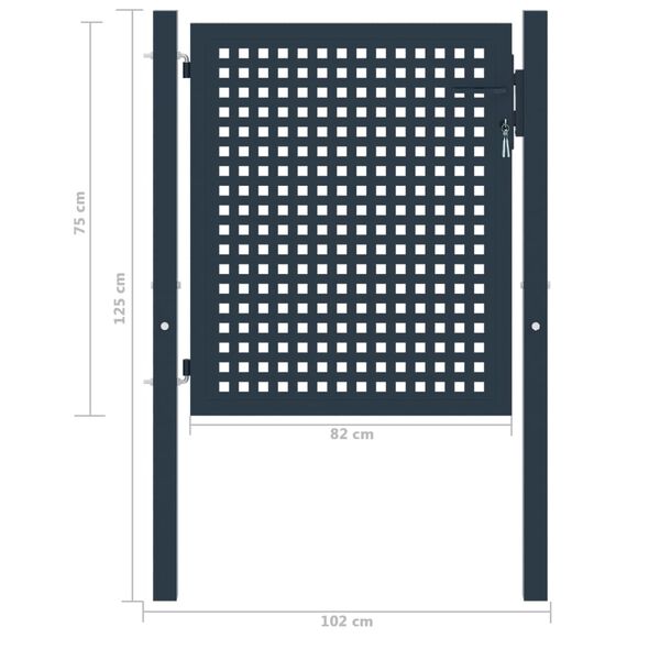 vidaXL Poartă de gard antracit 102x75 cm oțel