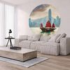 WallArt Tapet în formă de cerc Skyline with Junk Boat, 190 cm