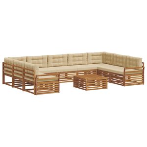 vidaXL Set de canapele de exterior cu pernă 10 pcs Natural și Bej