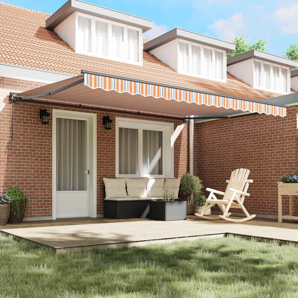 vidaXL Cortina Retractabilă Manual Albastru și portocaliu 450 &times; 300 cm