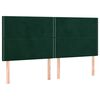 vidaXL Tăblie de pat cu LED, verde &icirc;nchis, 160x5x118/128 cm, catifea