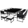 vidaXL Set mobilier de exterior cu perne, 13 piese, negru, poliratan