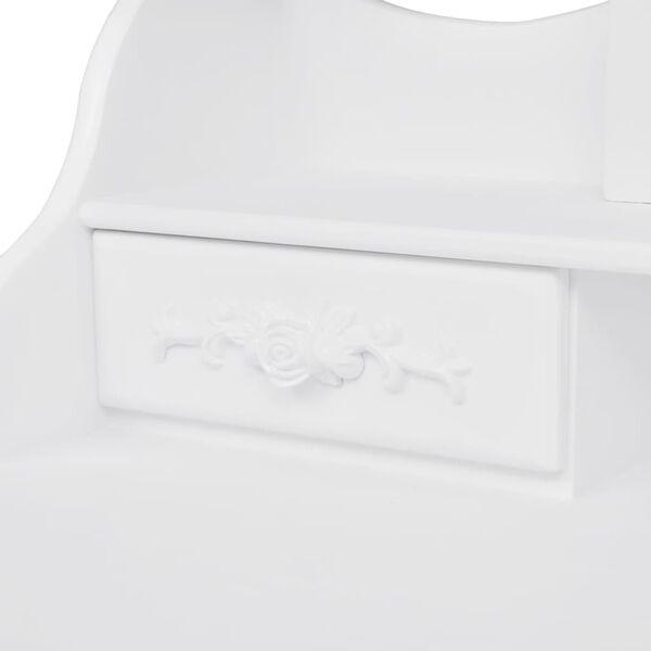 vidaXL Masă de toaletă cu taburet și 3 oglinzi, alb