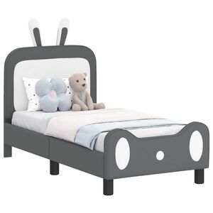 vidaXL Cadru de pat pentru copii cu spătar Gri deschis 70 x 140 cm PU