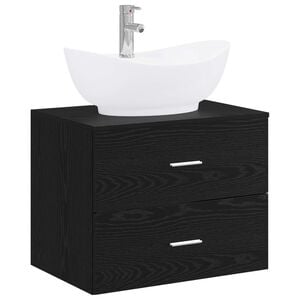 vidaXL Set de mobilier pentru baie Stejar Negru Lemn prelucrat