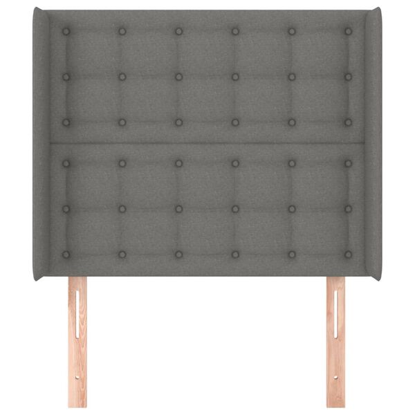 vidaXL Tăblie de pat cu aripioare gri &icirc;nchis 83x16x118/128 cm textil
