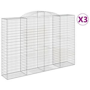 vidaXL Coșuri gabion arcuite 3 buc. 300x50x200/220 cm, fier galvanizat