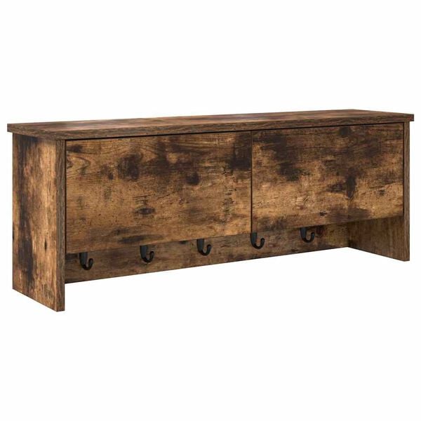 vidaXL Răcător de paltoane montat pe perete cu raft Stejar fumuriu