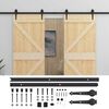 vidaXL Ușă glisantă 2 pcs Natural și Negru Lemn masiv de pin