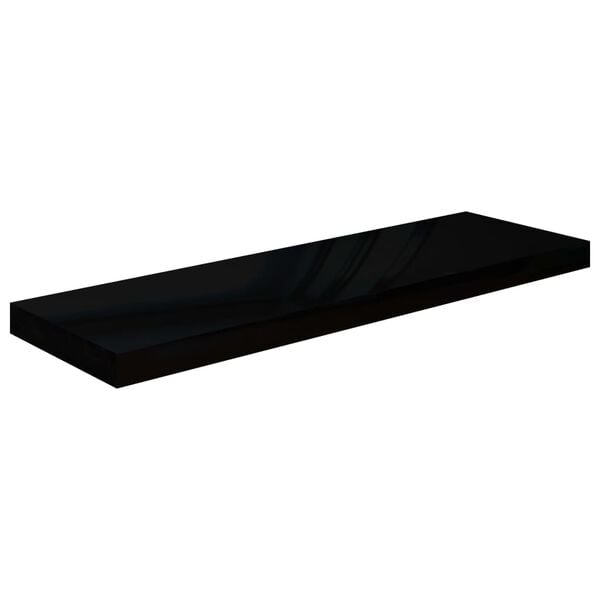 vidaXL Rafturi de perete 2 buc., negru extralucios, 80x23,5x3,8 cm MDF