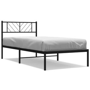 vidaXL Cadru de pat din metal cu tăblie, negru, 107x203 cm