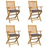 vidaXL Scaun pliant 4 pcs Gri 49 x 57.5 x 92cm Lemn masiv de acacia