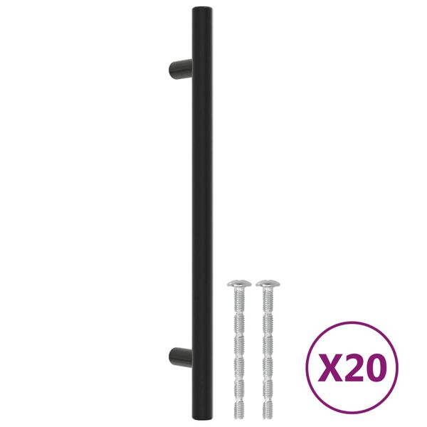 vidaXL Mânere de dulap, 20 buc., negru, 160 mm, oțel inoxidabil