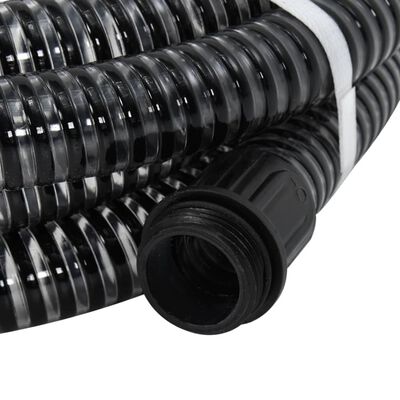 vidaXL Furtun de aspirație cu racorduri din alamă, negru 1,1" 10 m PVC
