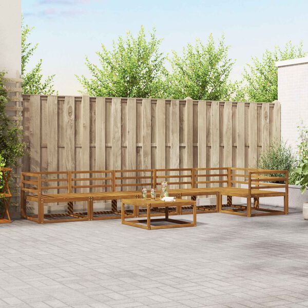 vidaXL Set de canapele de exterior 7 pcs natural Lemn Solid de Acacia